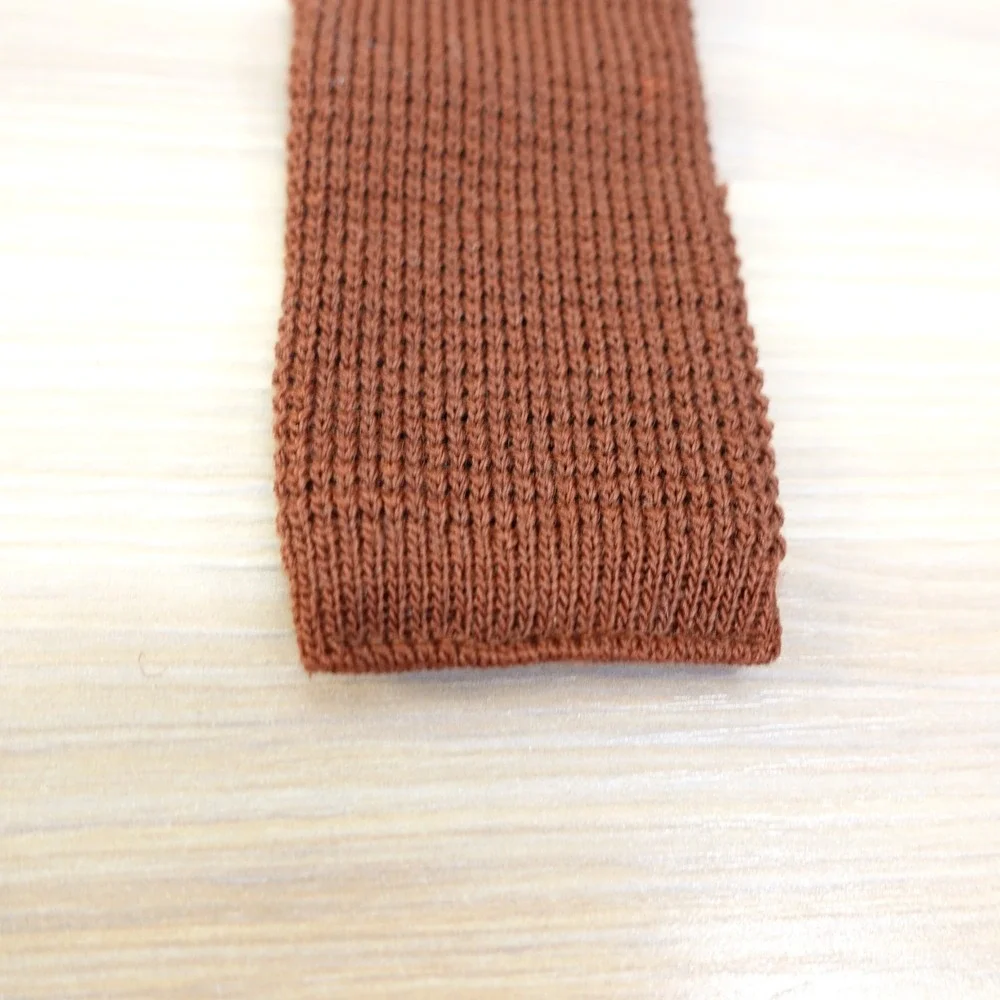 60s Vintage AUSTIN REED Tie Mens Brown Flat Square End Wool Slim Skinny FLAWED